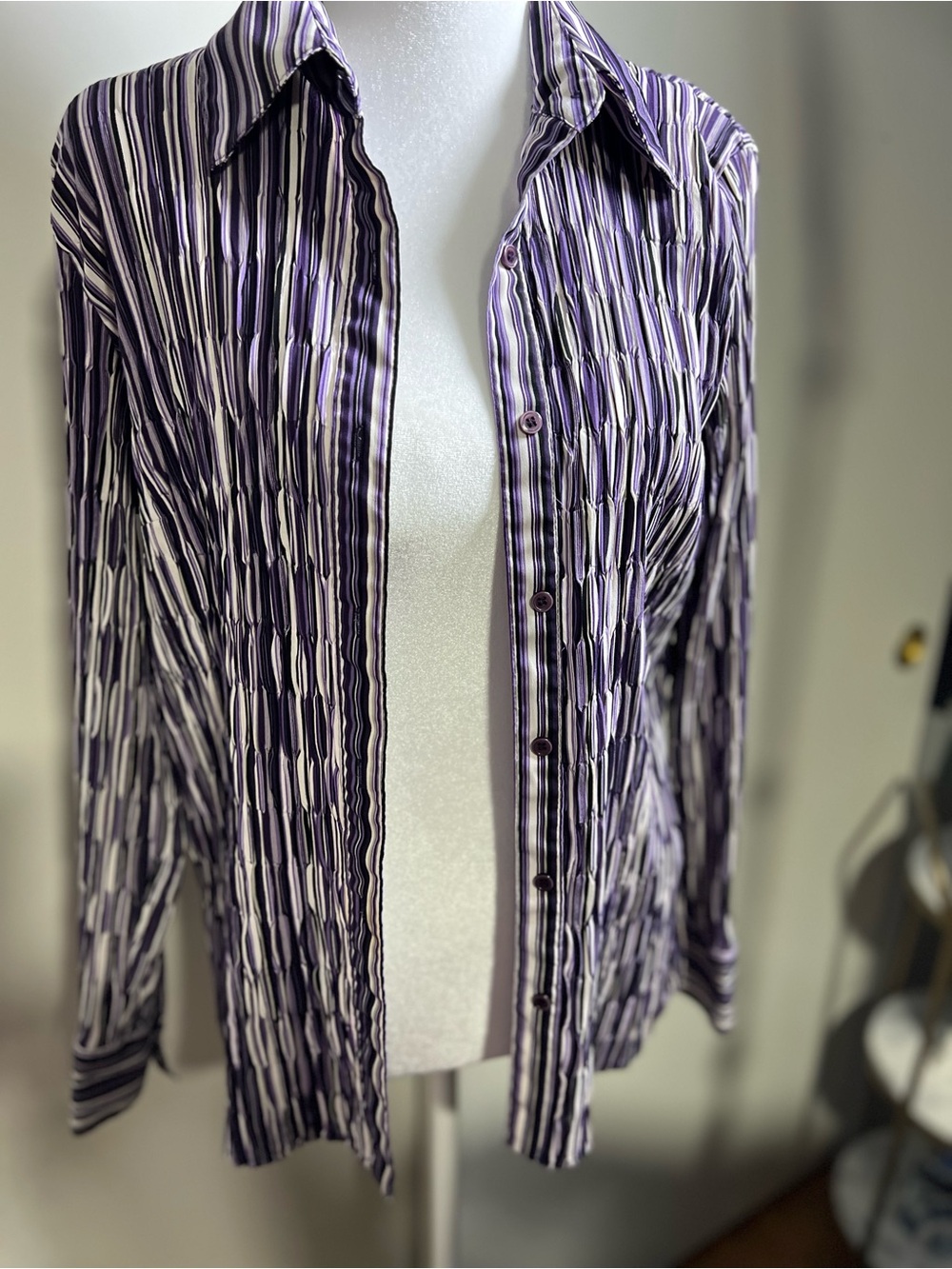 East 5th Purple and White Striped Button-Down Shirt